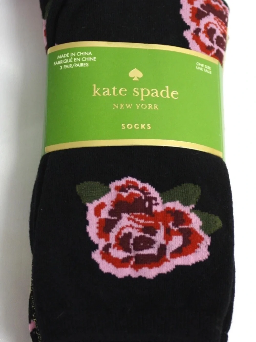 kate spade Black Floral, Leopard Print & Black Glittery Crew Socks-Pack of Three